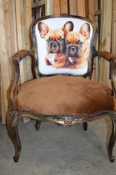 fotel ludwik  loft vintage   motyw buldog