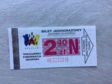 Bilet 2,40 zł Wrocławska komunikacja zbiorowa 2016