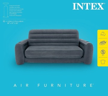 Intex 66552NP Sofa, Czarny, 203 x 224 x 66 cm