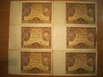 II RP 100 złotych 1934r różne serie