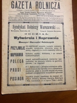 Gazeta Rolnicza  No 18.    1923 r
