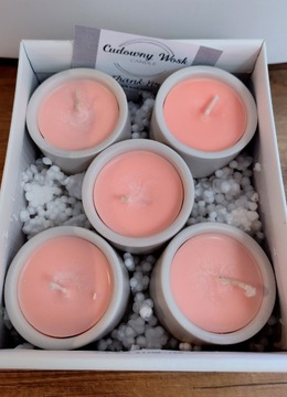 Małe świeczki w ceramice | 5x40 gr | pomarańcz