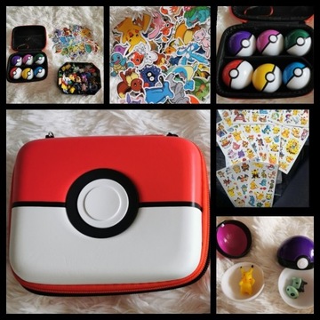 Etui, 6 pokeball, 6 figurek, tatuaze, naklejki