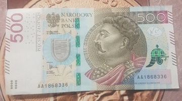 Banknot 500zł seria AA