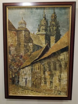 Obraz olejny na płótnie szpachla Kraków 1991 r.