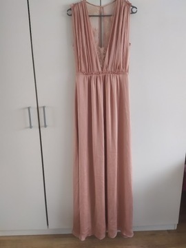 H&M Sukienka maxi z koronką wesele XS S