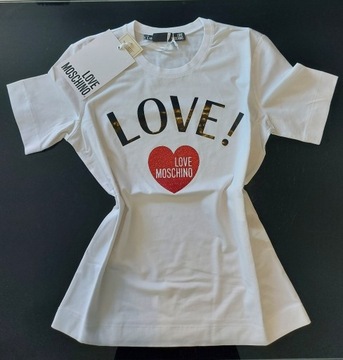 Love Moschino biały T-shirt M  bawełna 