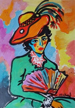 obraz salonu portret hiszpanka kobieta wachlarz