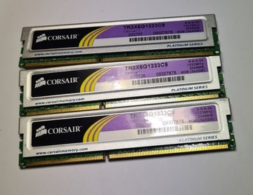 Pamięć RAM Corsair DDR3 6GB (3x2GB) 1333MHz CL9