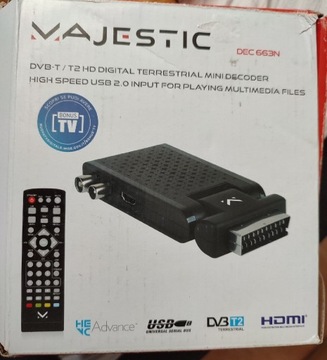 Mini Dekoder Majestic USB / PILOT / jak nowy DVB-T/ T2 HD