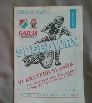 Program żużlowy Kryterium Asöw 1987 