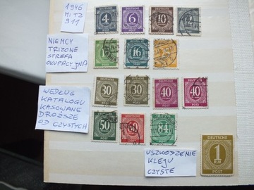 15szt. znaczki Strefa Okupacyjna Niemcy 1946 ZONE