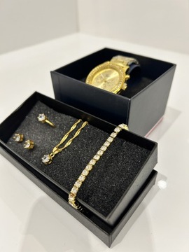 Zestaw biżuterii - nowy - GOLD-zegarek i akcesoria