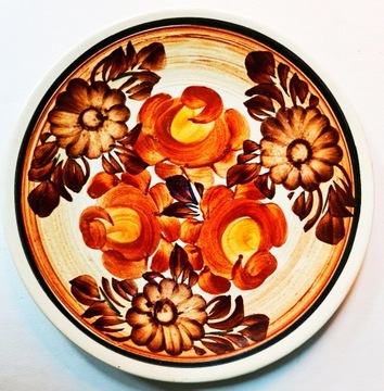 Ręcznie malowany talerz z fajansu Włocławek