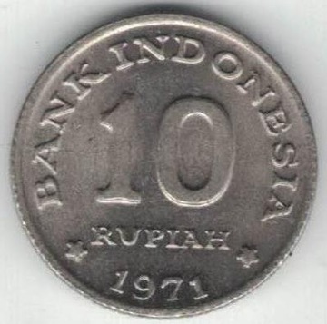 Indonezja 10 rupii 1971 15,6 mm nr 1