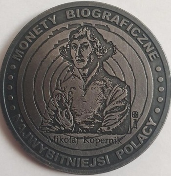 Moneta żeton 200 Wybitnych Kopernik