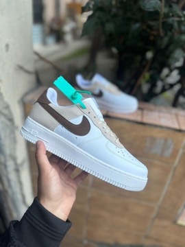 MĘSKIE NIKE AIR FORCE PREMIUM BIAŁO BRĄZOWE 41-46