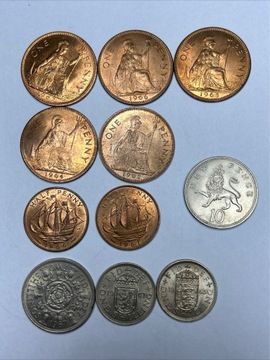 Królowa Elżbieta II 1962-1968 Zestaw 11 bardzo ładnych monet obiegowych