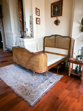 Przepiekne ratanowe łóżko Ludwik Francja XIX w