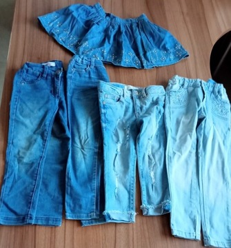 Zestaw ubrań dla dziewczynki jeans r.104 - 5szt