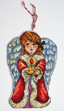Aniołek anioł haft krzyżykowy ozdoba na choinkę