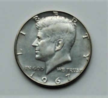 1/2 dolar 1967  half dollar Kennedy srebro Stan!!