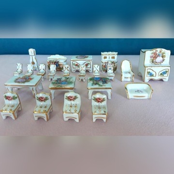 Mebelki miniaturki z porcelany Limoges