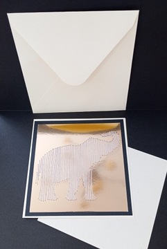 Kartka okolicznościowa haftowana - słoń na złocie 
