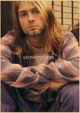 PIĘKNY plakat muzyczny vintage KURT COBAIN Nirvana