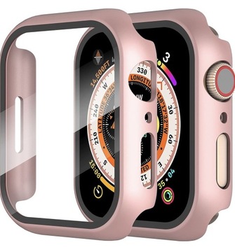 Etui + Szkło Apple Watch 8/7 45mm 2x Różowe złoto