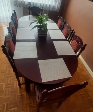 Duży zestaw Stół + 8 krzeseł 250x90 (200×90)