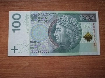 Banknot 100 zł seria EU