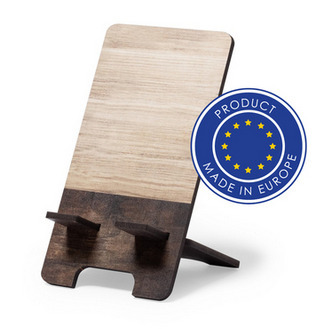 Drewniany stojak na telefon z logo