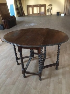 Stół, stolik barokowy klapak jesionowy