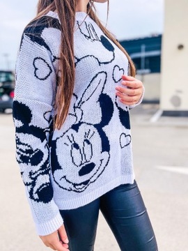 Sweter damski bluzka damska Mickey biały uni size 