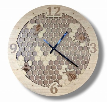 Zegar 37cm dla pszczelarza pszczoły plaster miodu 