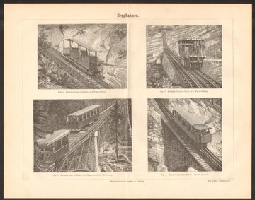 KOLEJKI GÓRSKIE litografia z 1888 roku ORYGINAŁ