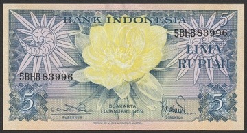 Indonezja 5 rupiah 1959 - stan bankowy UNC -