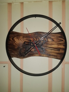 Zegar drewniany ścienny rustykalny loft industrial