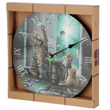 Magiczne koty zegar ścienny fantasy Lisa Parker