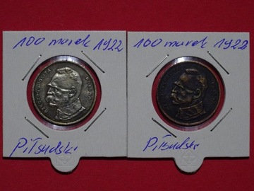 Monety kolekcjonerskie 100 marek 1922 Piłsudski