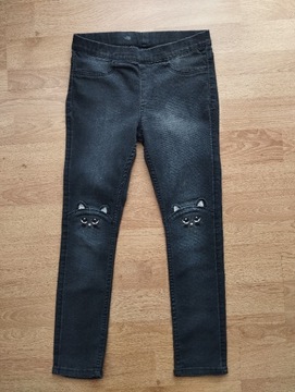 H&M TREGGINSY JEANSY SPODNIE ROZMIAR 128 KOTKI