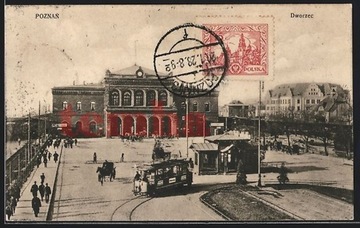 POZNAŃ dworzec kolejowy tramwaj 1928