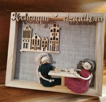 Drewniana ramka 3d dzień babci i dziadka, handmade
