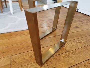 2 Nogi metalowe trapezowe do stolika złote 46x40