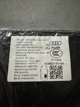 Oryginalne dywaniki Audi A6 C8 80B863691 80A884450