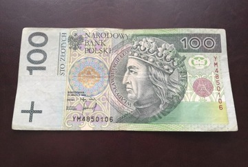 100 złotych YM seria zastępcza 1994 rok obiegowa! 