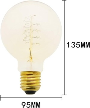 Żarówki Retro Edison Light Bulb/E27 G95 Wire Pe