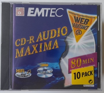 Płyty CD-R Emtec, 10 sztuk, nowe, 80min