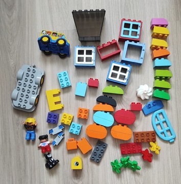 Klocki LEGO duplo okno autko ludzik kotek podwozie